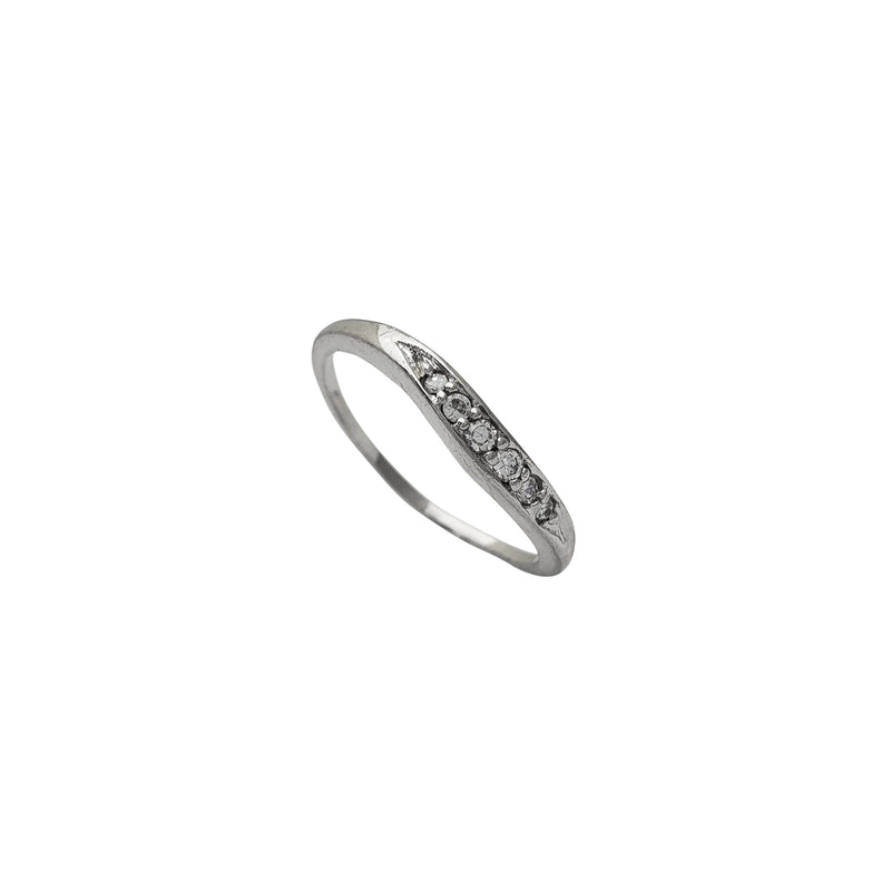 Zirconia Curved Band Ring (Silver) Popular Jewelry New York