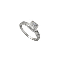 Веренички прстен за подешавање са принцезом у облику изреза (сребрни)