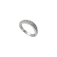 Zirconia Curved Wedding Band Ring (Silver)
