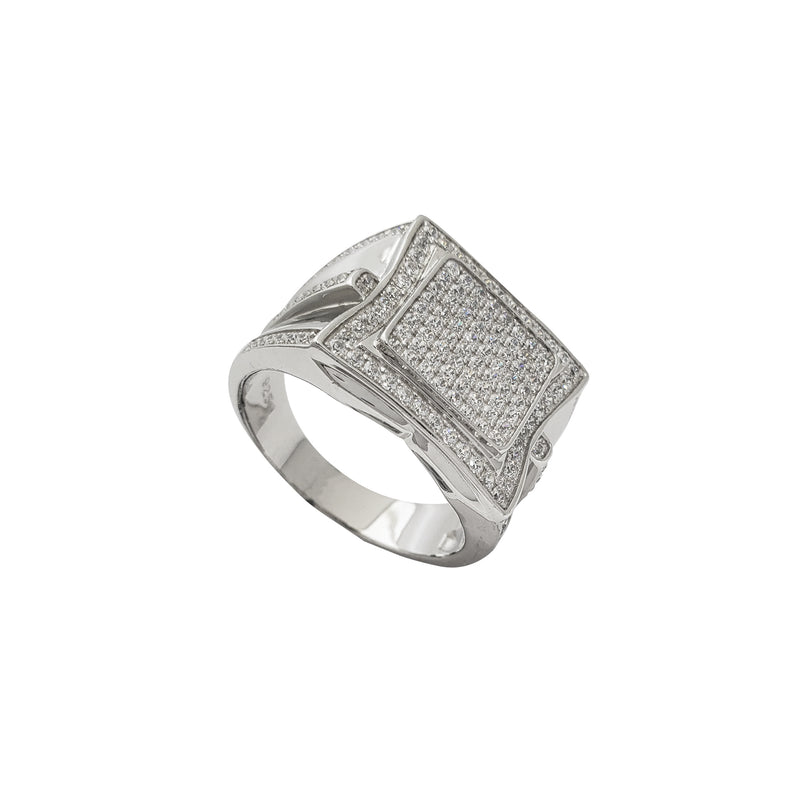 Zirconia Iced-Out Square Ring (Silver)