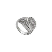Zirconia Iced-Out Round Signet Men's Ring (Silver)