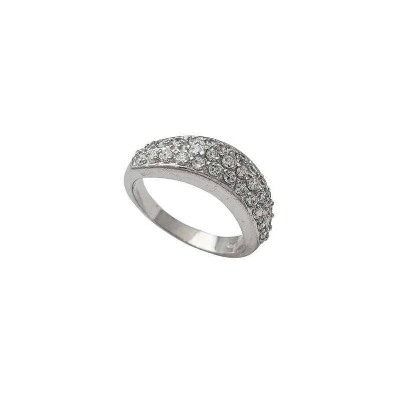 Cluster Zirconia Curved Band Ring (Silver)