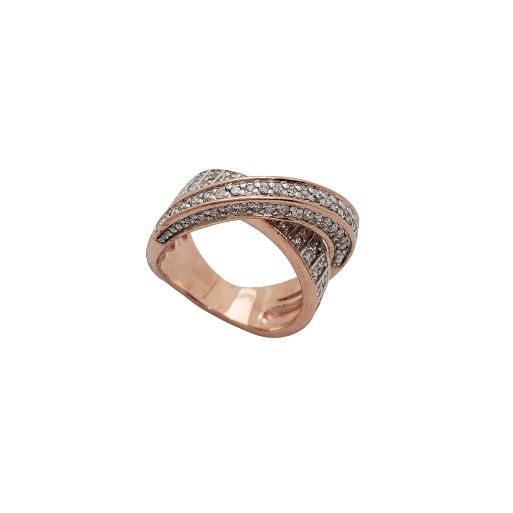 Zirconia Criss-Cross Rose Ring (Silver)