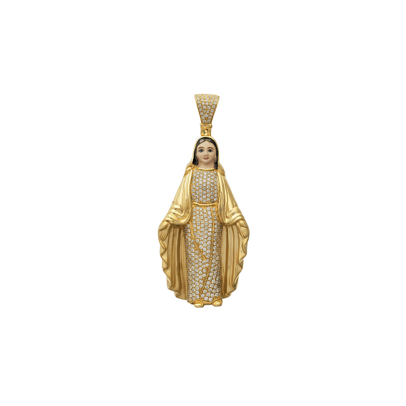 Diamond Colorful Enameled Virgin Mary Pendant (14K)
