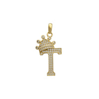 Icy Crowned Initial Letter "T" Pendant (14K) Popular Jewelry New York