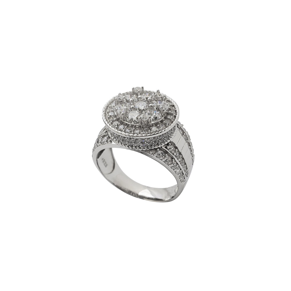 Zirconia Iced-Out Cluster Presidential Ring (Silver)