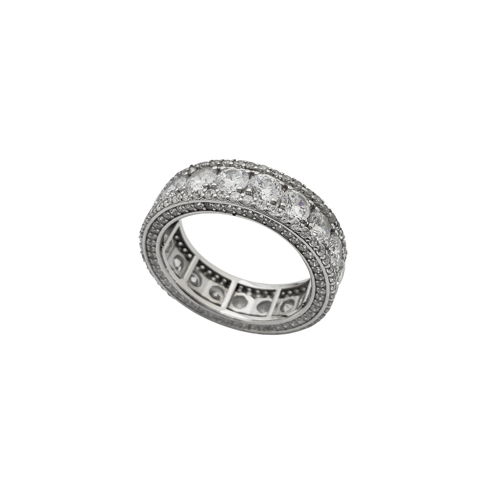 Zirconia Cluster Band Ring (Silver)