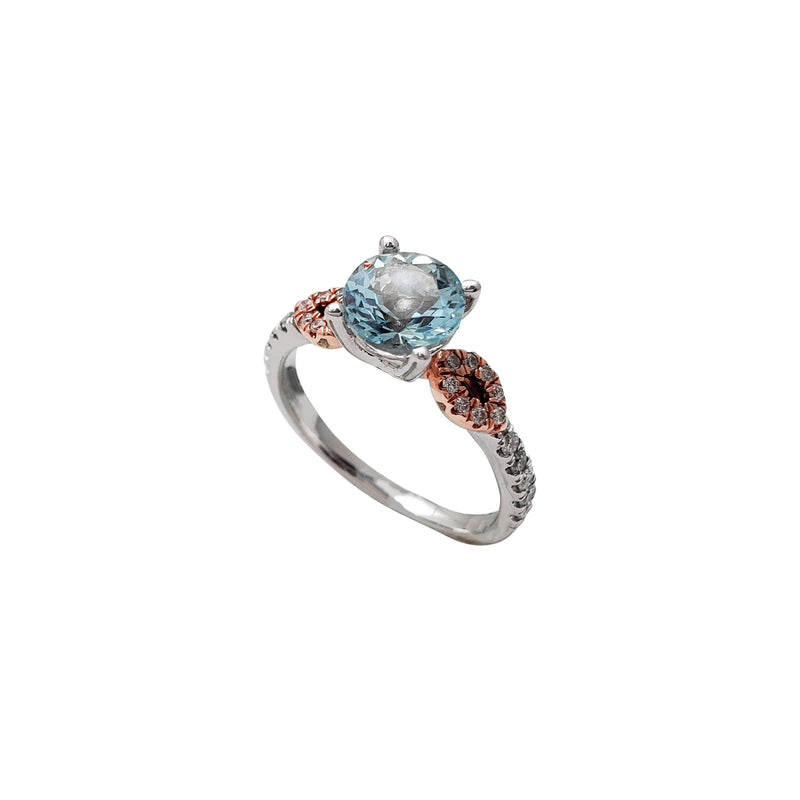 Diamond Pave & Blue Topaz Engagement Ring (10K)