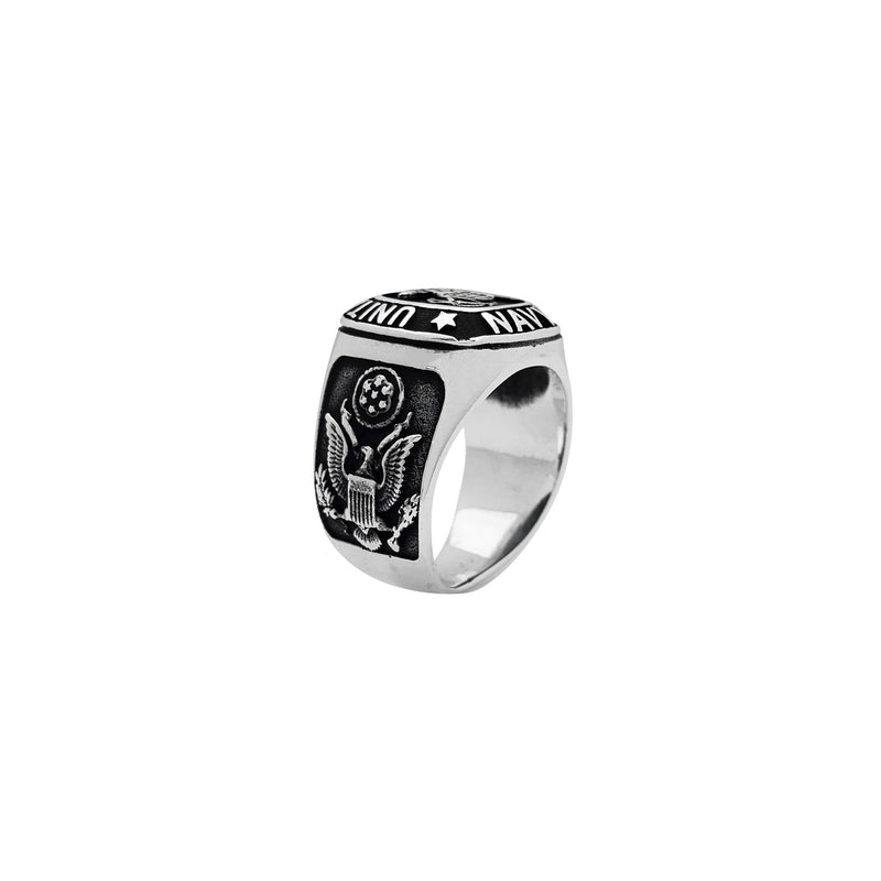 Antique-Finish U.S Navy Ring (Silver) – Popular J