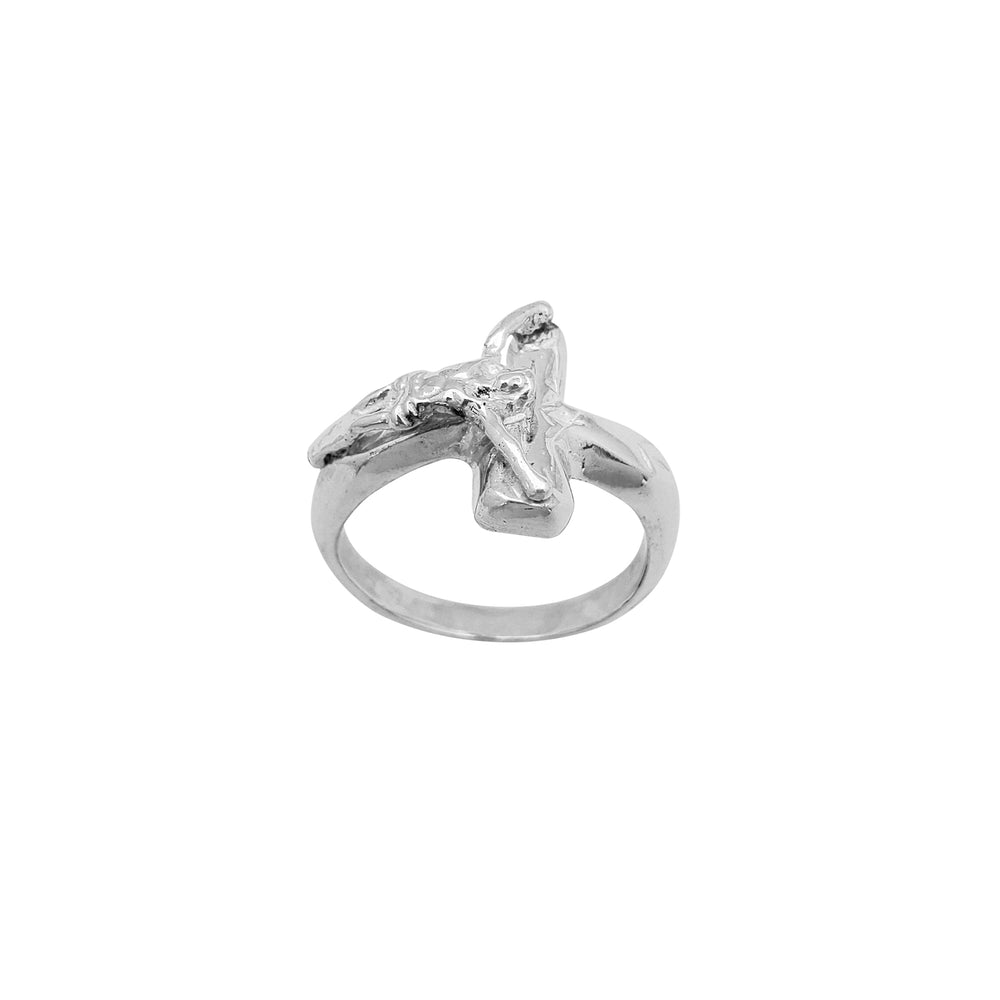 Sideways Crucifix Ring (Silver)