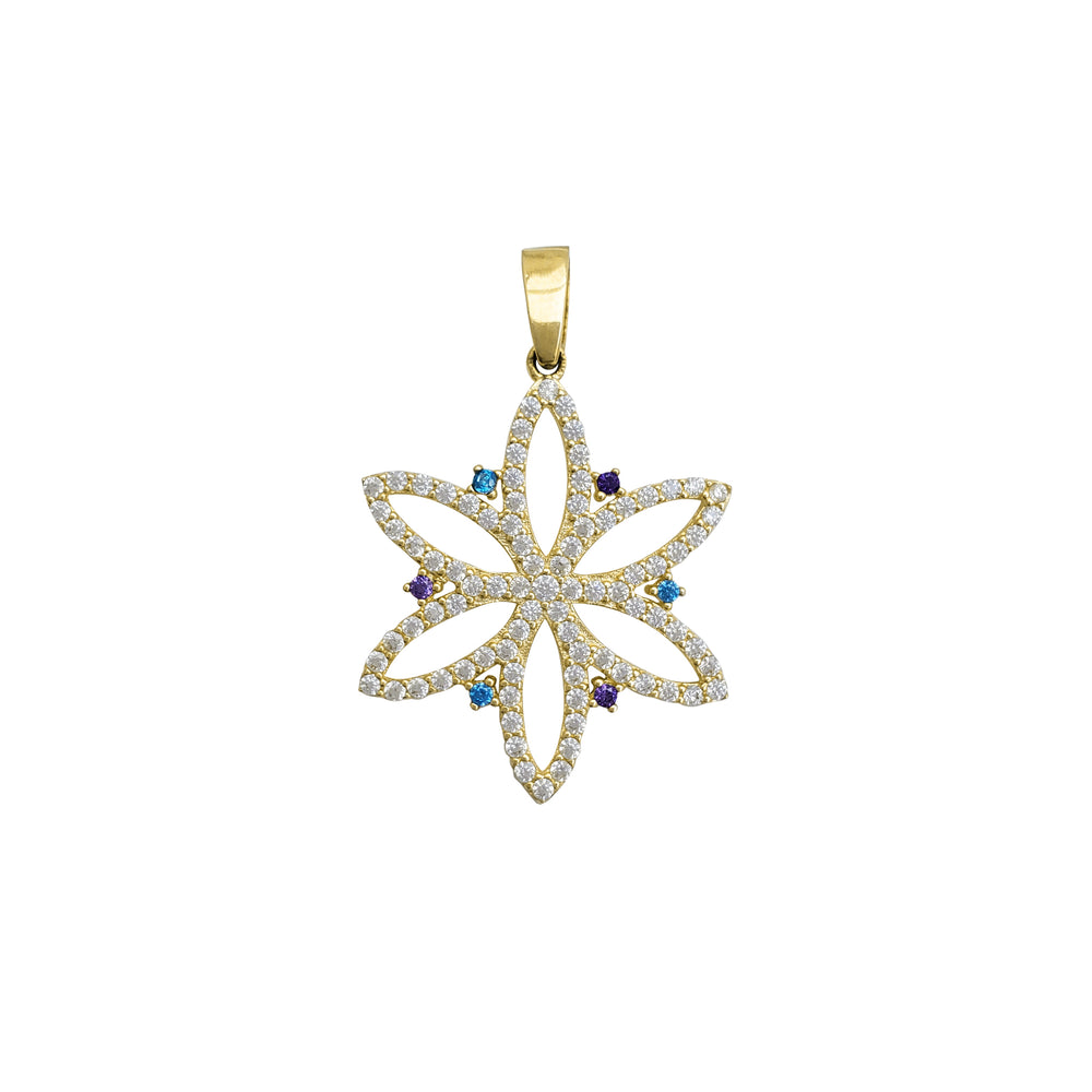Zirconia Multi-Color Jasmine Flower Pendant (14K)
