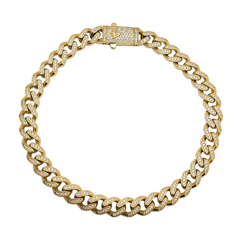 Iced-Out Zirconia Anklet Bracelet (14K) Popular Jewelry New York