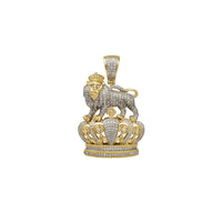 Diamond Lion King & King Crown Pendant (10K)