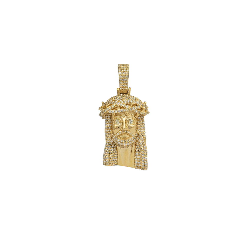 Diamond Iced-Out Jesus Pendant (14K)