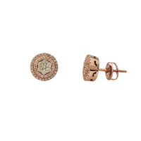 Diamond Cluster Round Rose Stud Earrings (14K)