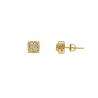 Diamond Cluster Square Stud Earrings (14K)