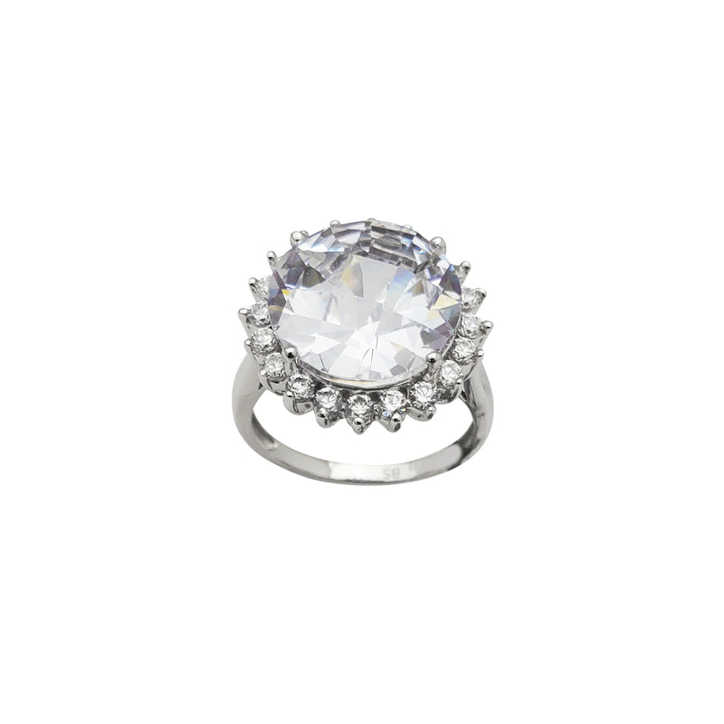 Faceted Zirconia Stone Sunflower Ring (Silver)