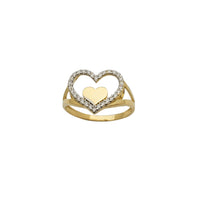 Zirconia Halo Silhouette Heart Ring (14K)