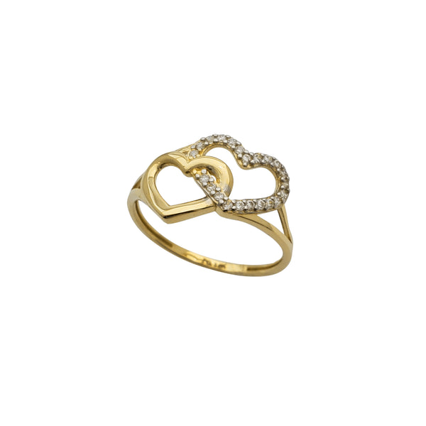 Zirconia Interlocking Hearts Ring (14K)