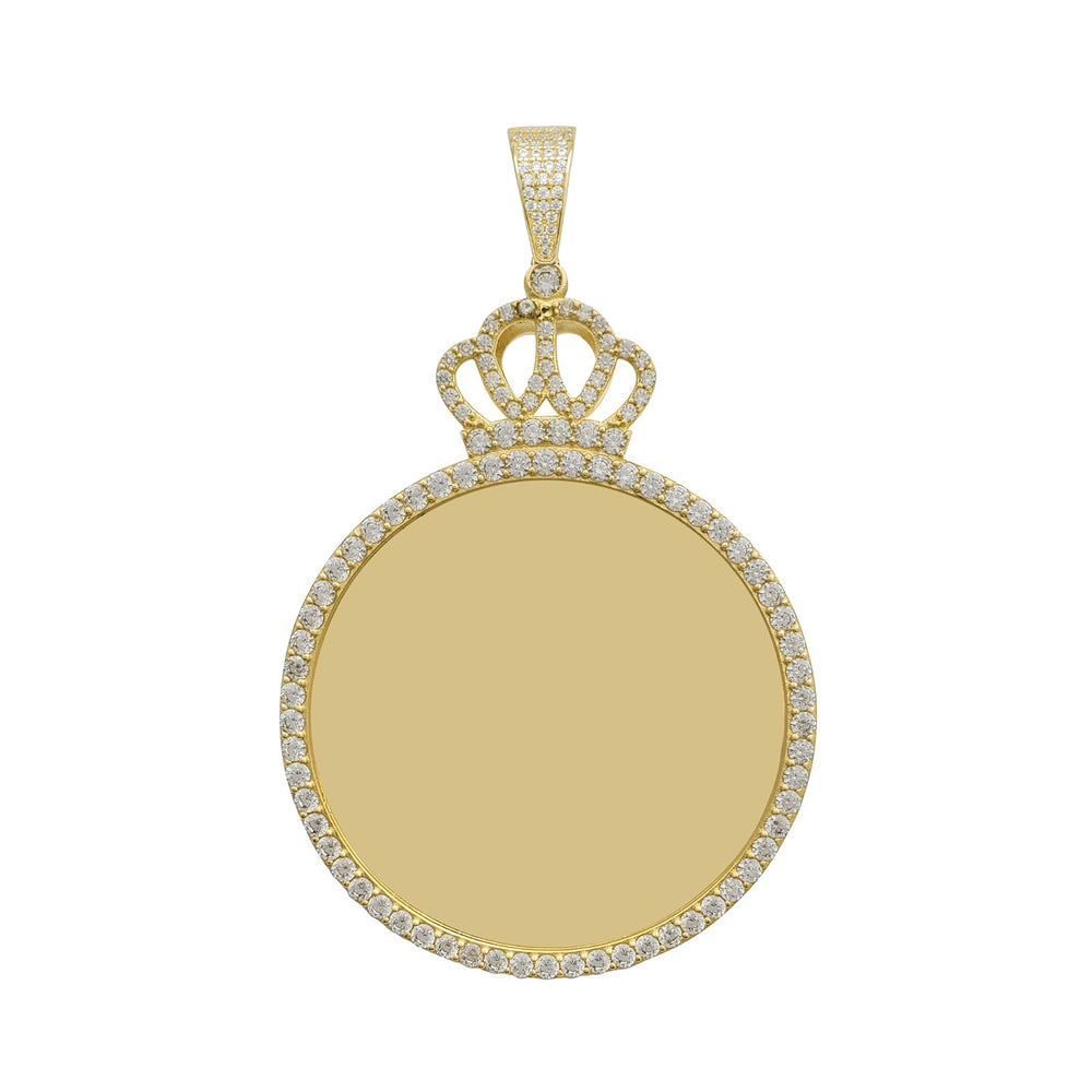 Zirconia Crowned Round Memorial Picture Pendant (14K)
