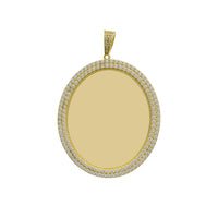 Zirconia 2-Row Oval Memorial Picture Pendant (14K)