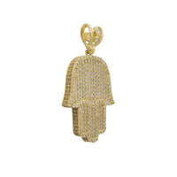 Zirconia Iced-Out Hamsa Hand Pendant (14K)
