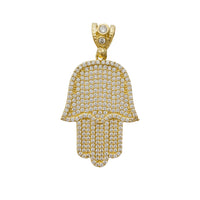 Zirconia Iced-Out Hamsa Hand Pendant (14K)
