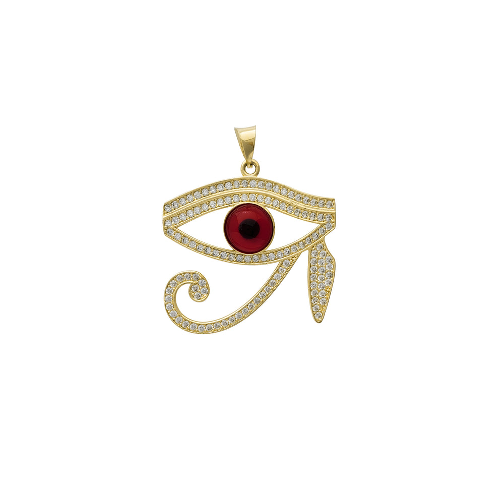 Zirconia Iced-Out Horus Eye Pendant (14K)