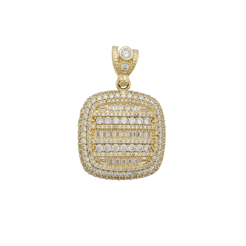 Zirconia Iced-Out Round & Baguette Square Pendant (14K)