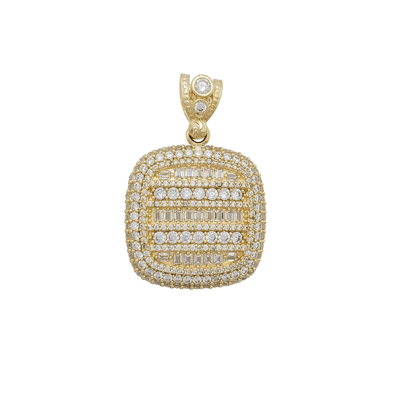Zirconia Iced-Out Round & Baguette Square Pendant (14K)