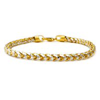 Solid Two-Tone Round Franco Anklet (14K)