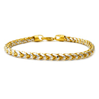 Solid Two-Tone Round Franco Bracelet (14K).