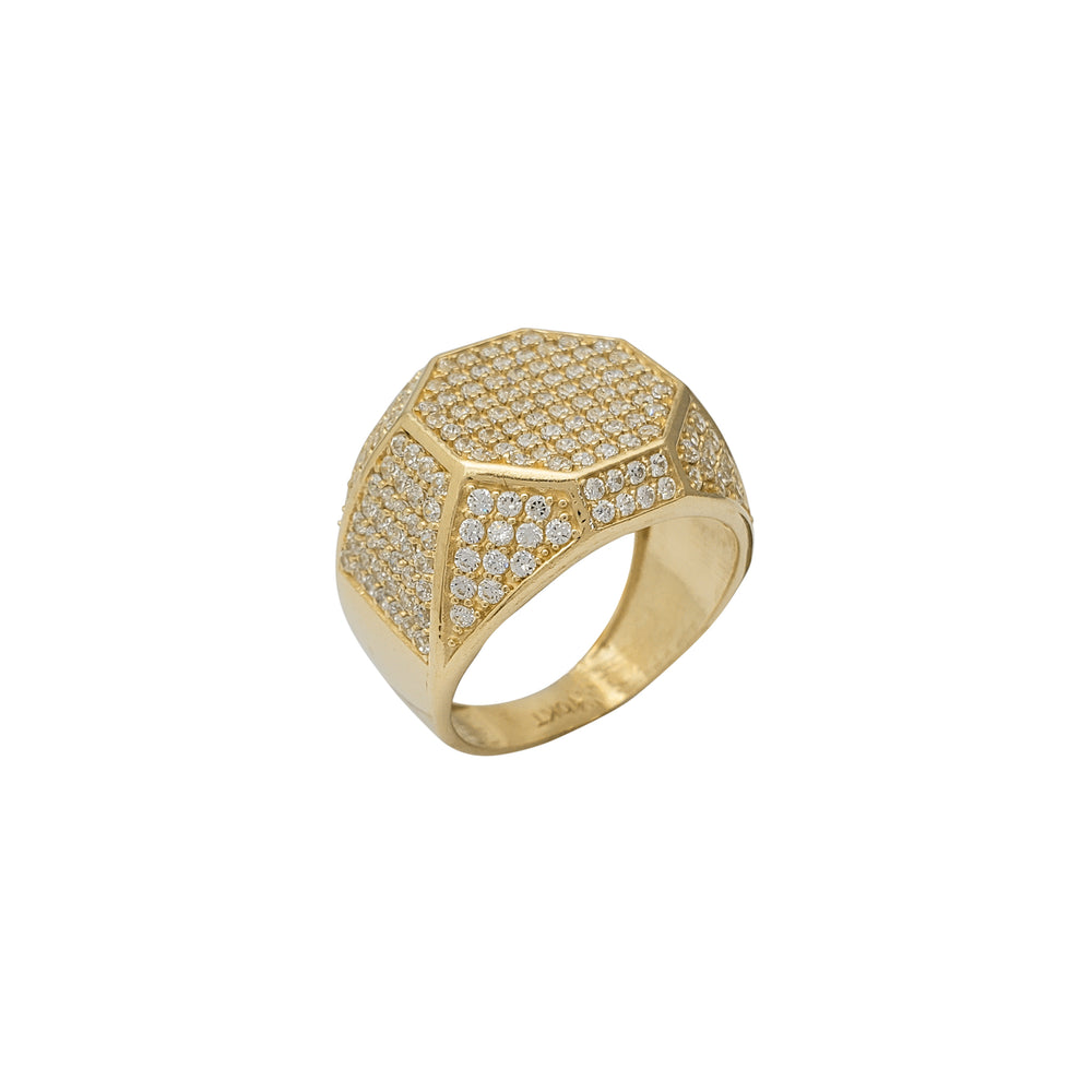 Zirconia Iced-Out Octagon Signet Ring (10K)