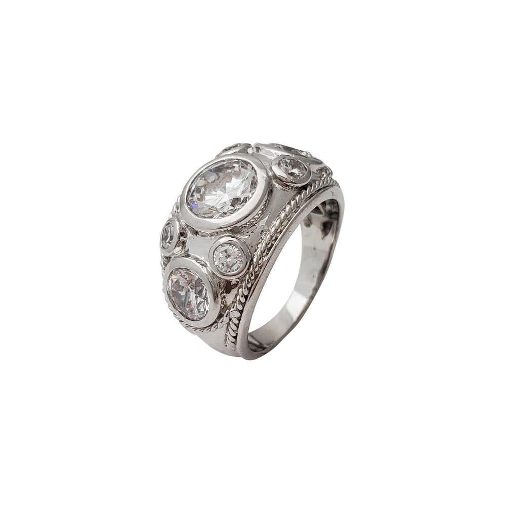 Zirconia Bezel Cluster Ring (Silver)