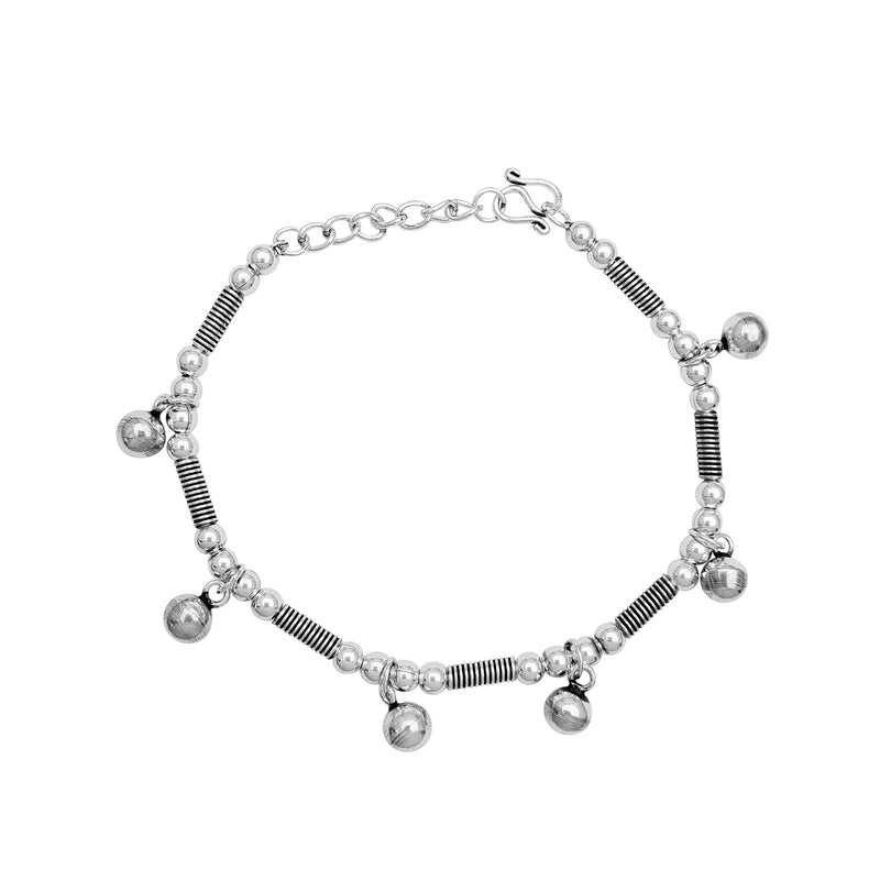 Antique Finish Beads Charm Bracelet (Silver)