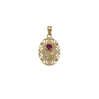 Zirconia Filigree-Diamond Cuts Flower Pendant (14K)