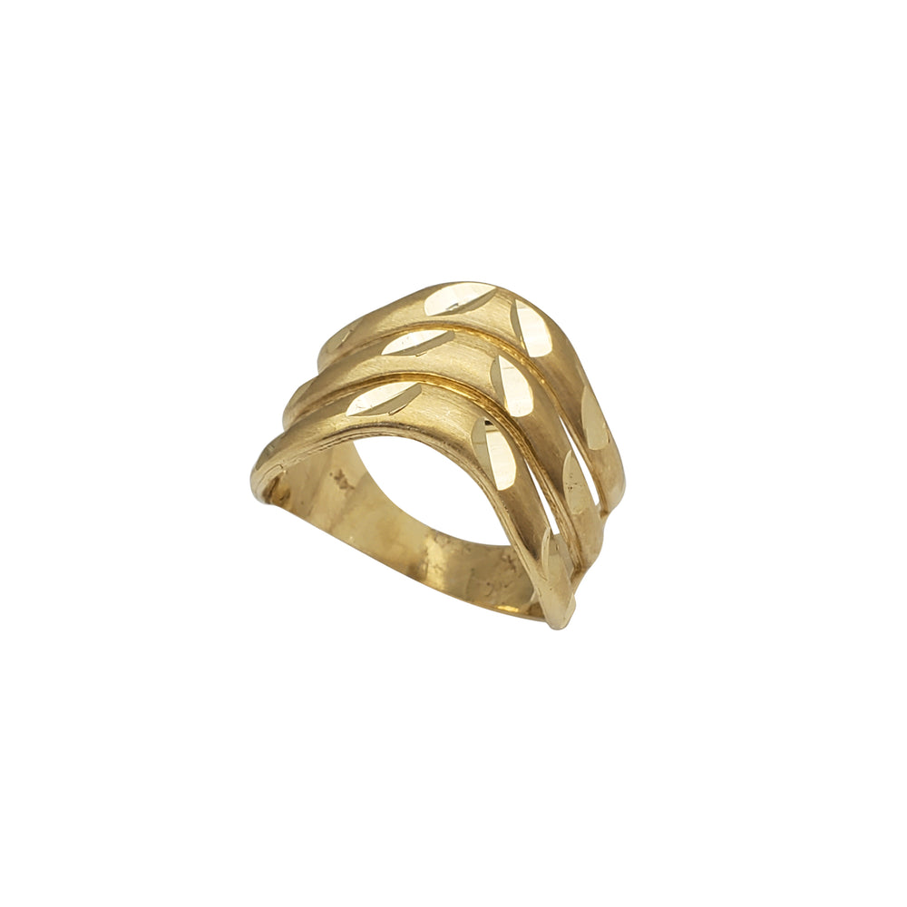 Sand Blasted Diamond-cut 3 Row Ring (14K)