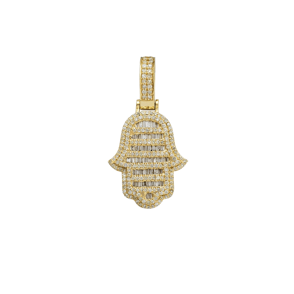 Diamond Hamsa Hand Pendant (14K)