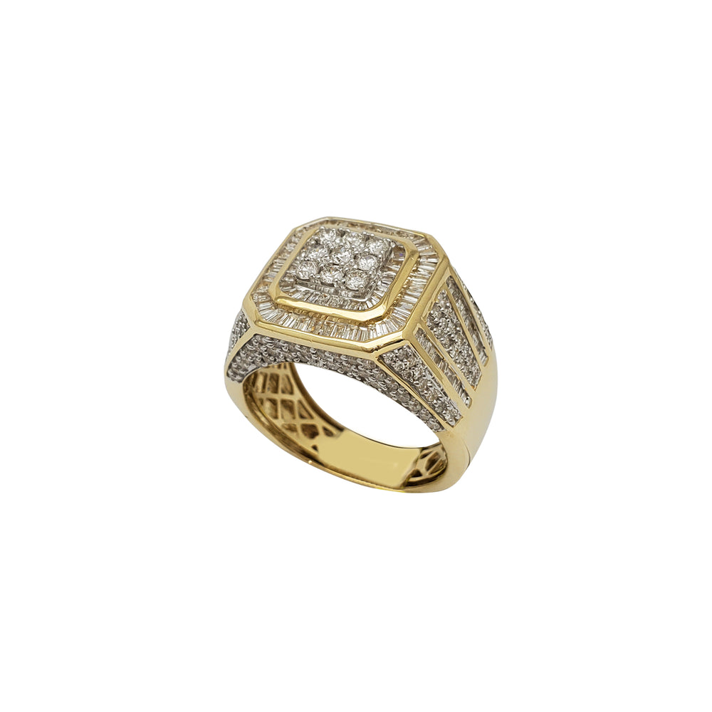 Diamond Baguette & Round Octagon Men's Ring (14K)