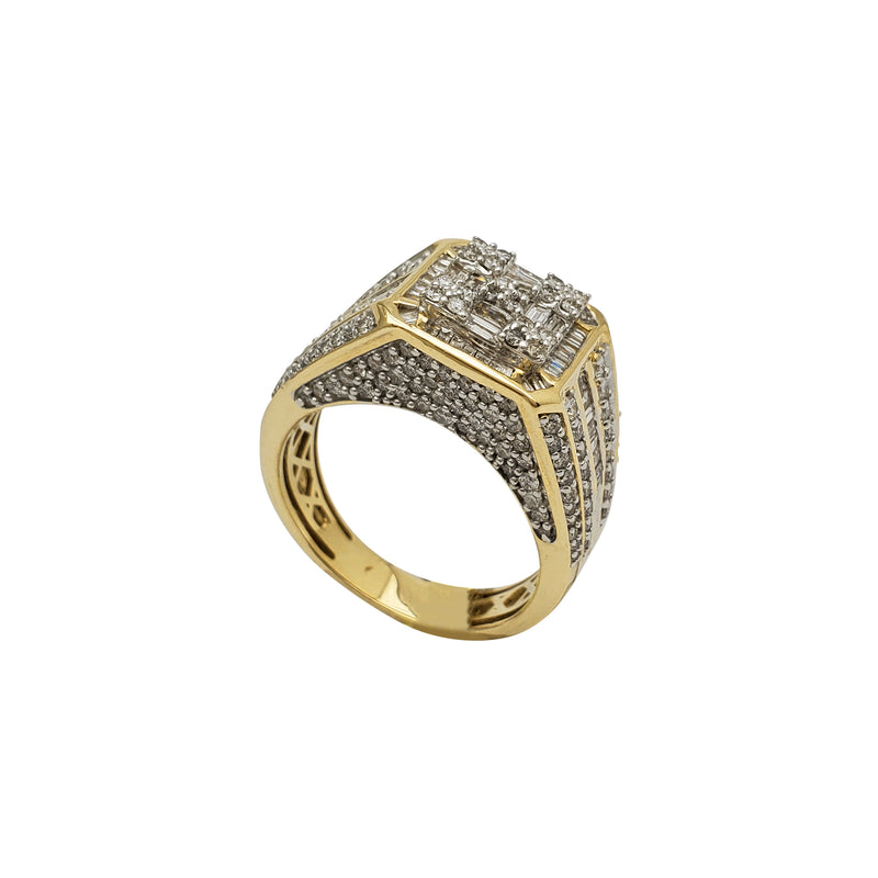 Diamond Two-Tone Square Men's Ring (14K)
