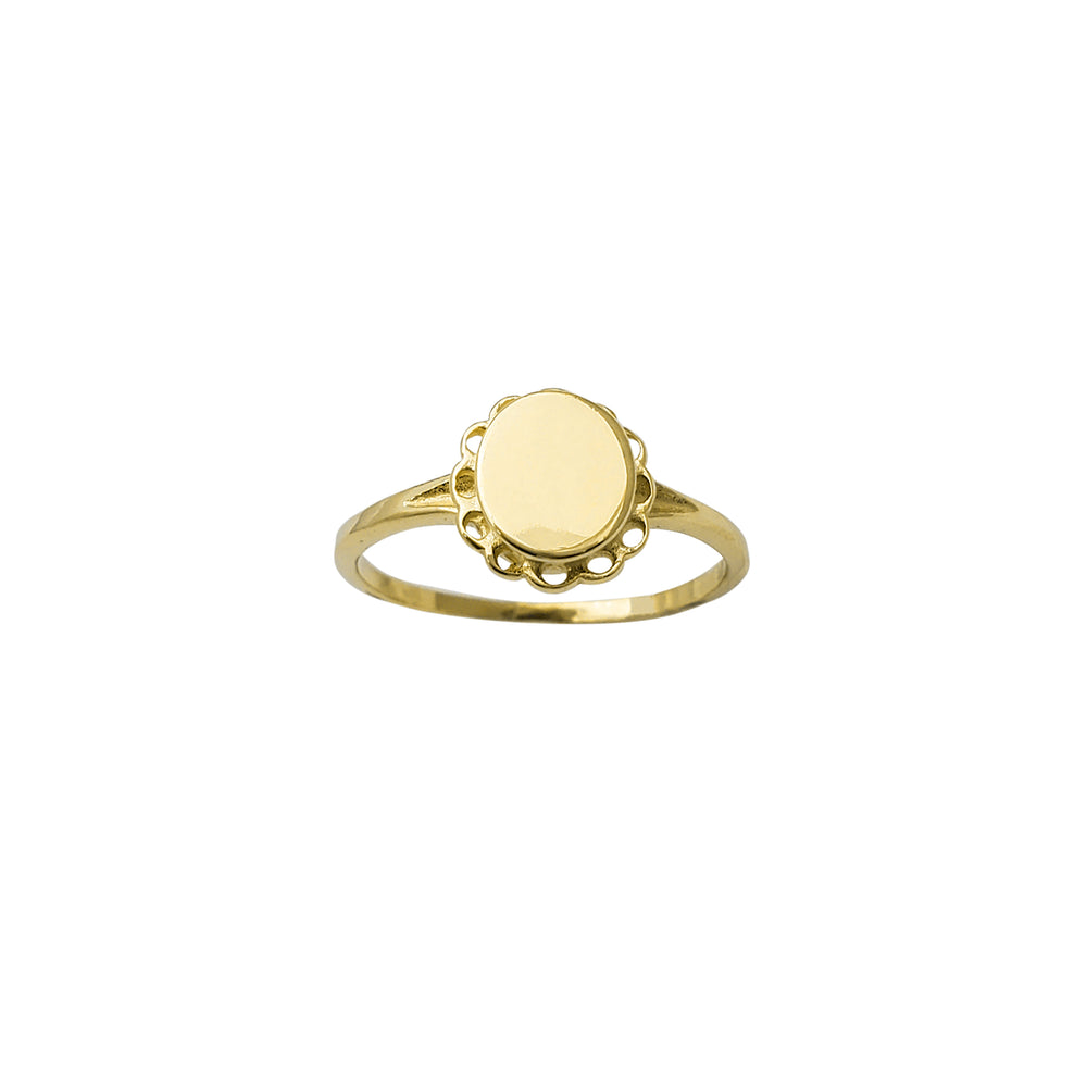 Oval Flower Frame Signet Ring (14K)
