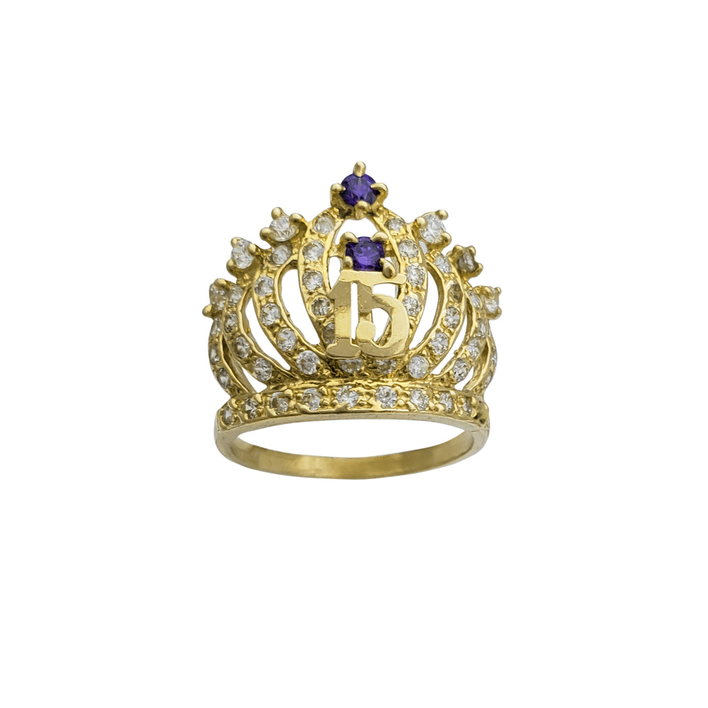 Zirconia "15 Years" Tiara Ring (14K)