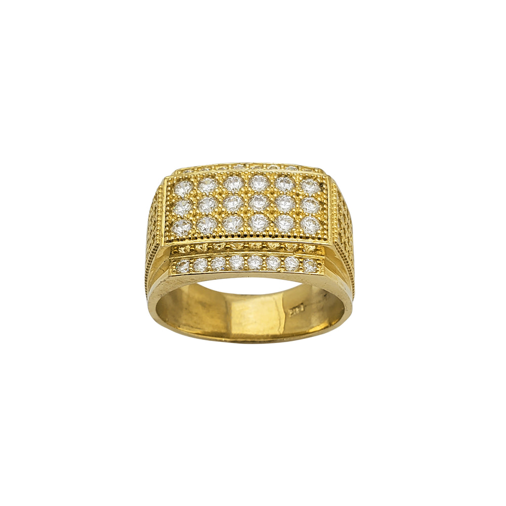 Zirconia Rectangle Men's Ring (14K)