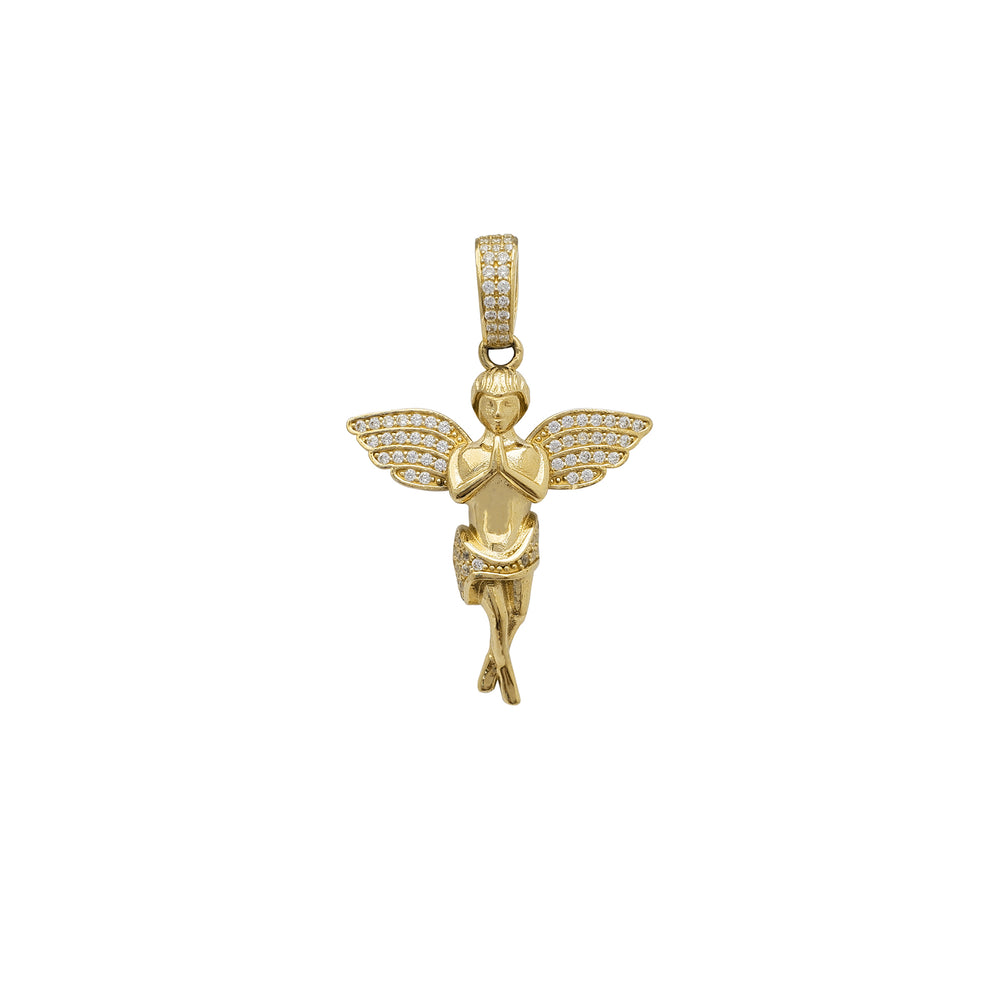 Zirconia Praying Baby Angel Pendant (14K)