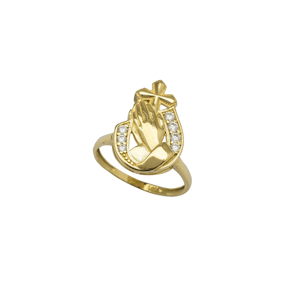 Zirconia Praying Hands Ring (14K)