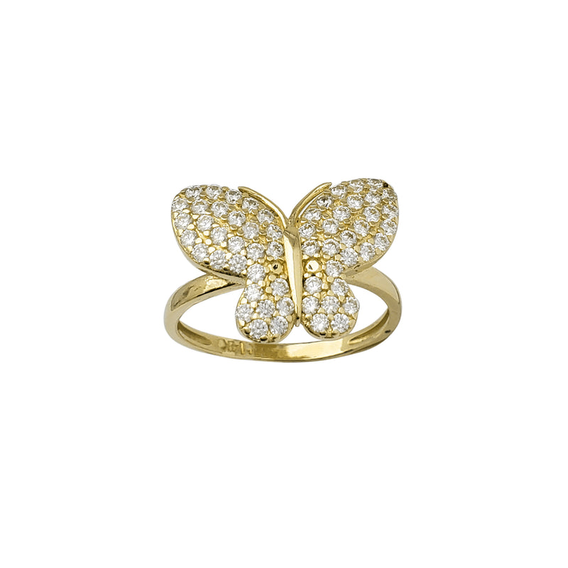 Zirconia Solitaire Butterfly Ring (14K)