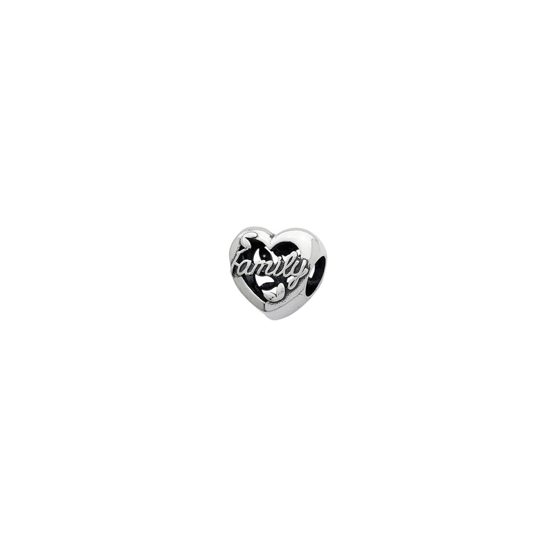 Family Puffy Heart Charm Pendant (Silver)