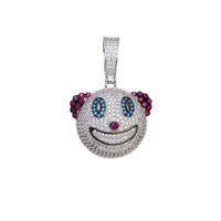 Zirconia Blue Eyes Happy Clown Head Pendant (Silver)