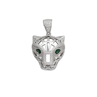 Zirconia Green Eyes Panther Head Pendant (Silver)