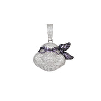 Zirconia Purple Bandana Ninja Turtle Head Pendant (Silver)